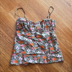 J. Crew Floral Camisole with Orange and Pink Hues